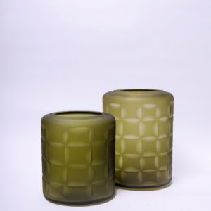 Green Cube Print Vase - Set Of 2