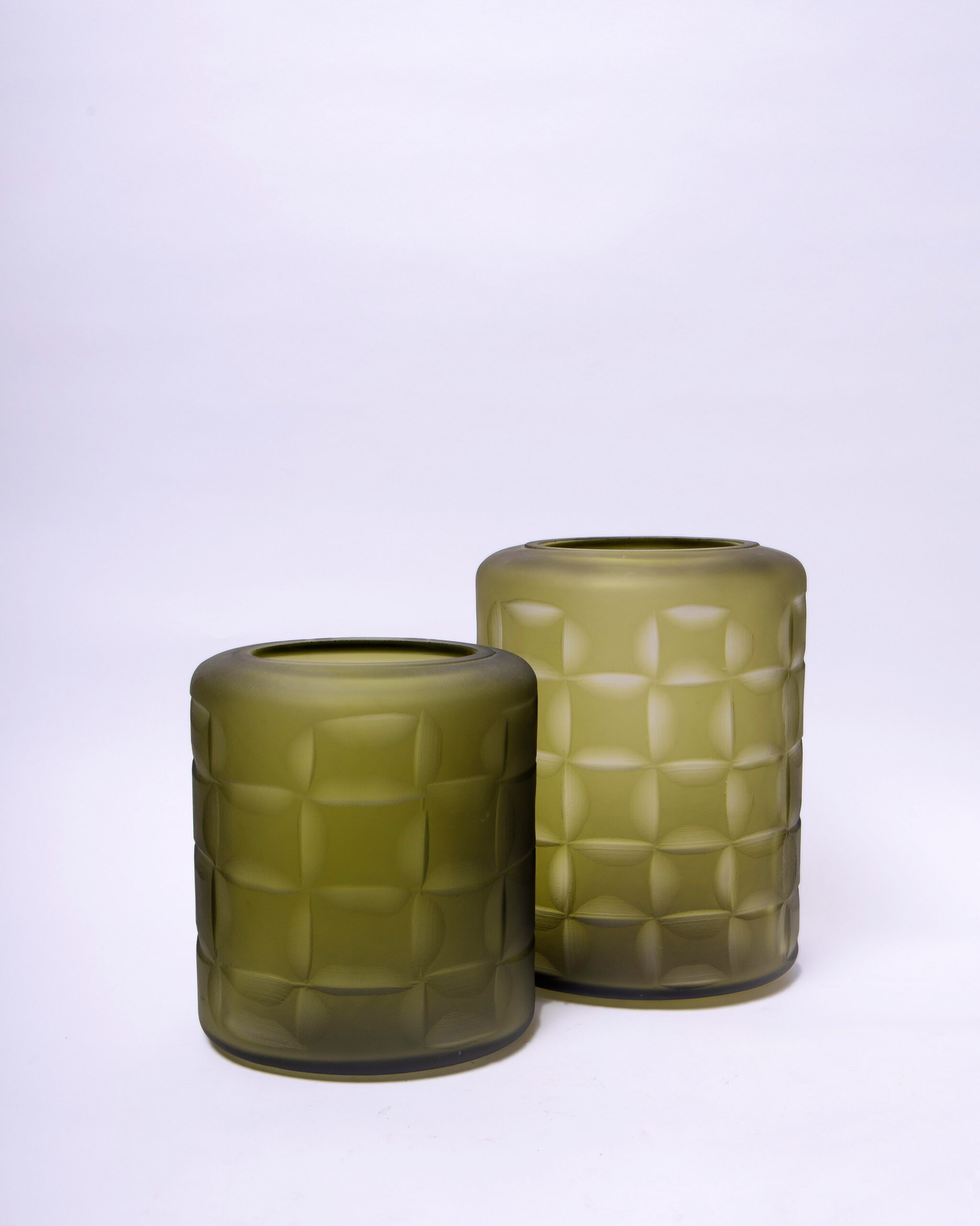 Green Cube Print Vase - Set Of 2